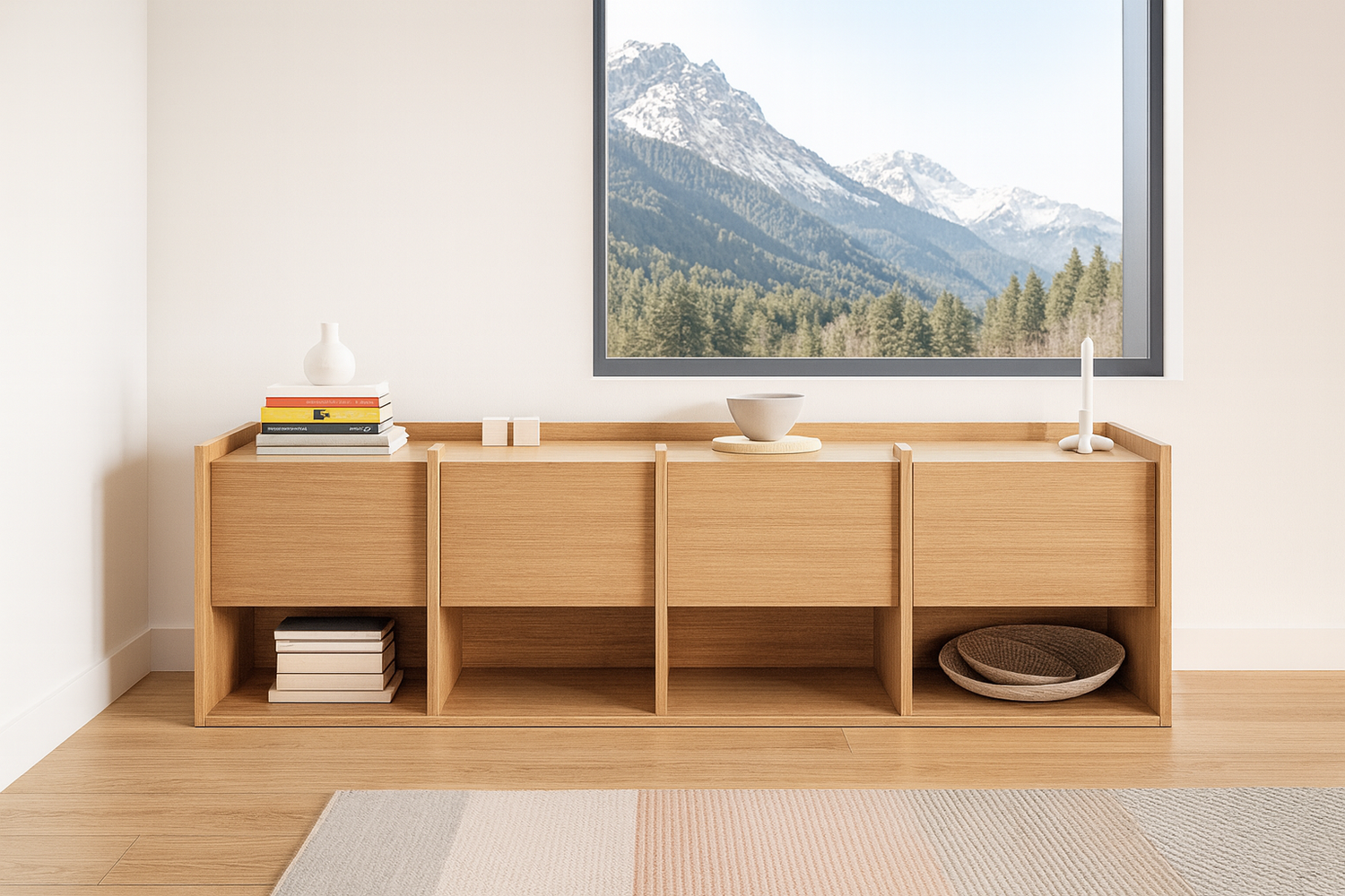 Filipe Ventura Mies L sideboard with sleek wooden finish and modern design, featuring multiple storage drawers and doors.