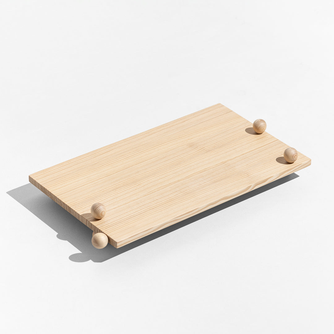 João Xará Burly Tray featuring a wooden design with handles, perfect for serving or decorative use.