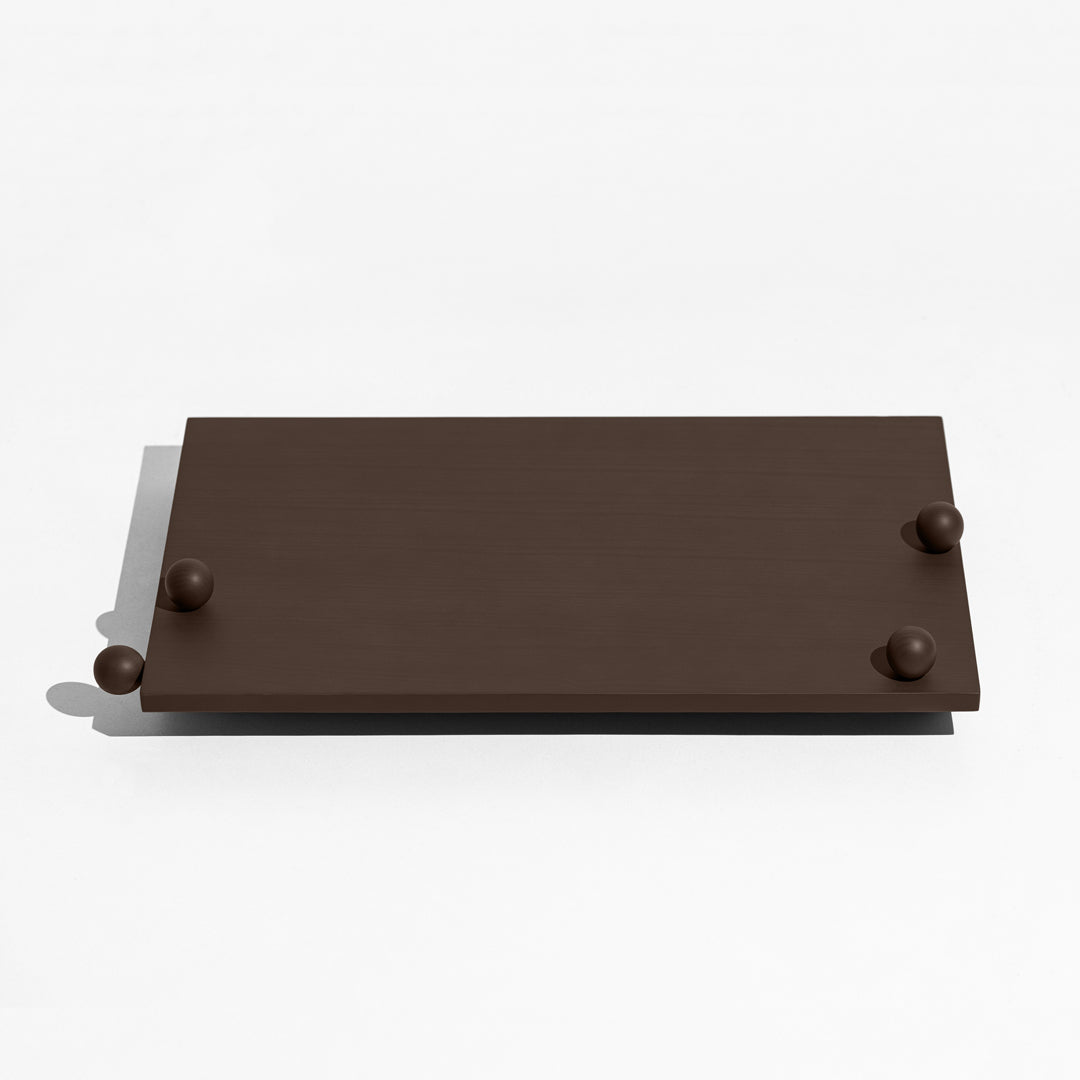 João Xará Burly Tray, a sturdy rectangular tray with a natural wood finish, perfect for serving or decorative use.