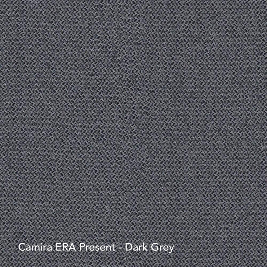 Camira Era fabric in Present (CSE13), a dark grey shade with a subtle texture that adds depth and elegance to upholstered seating.