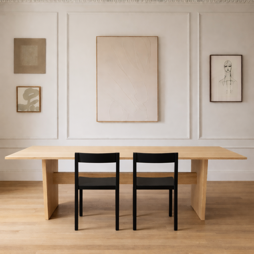 Porventura Nova table showcasing a modern, sleek design with a smooth surface and sturdy legs in a contemporary setting.