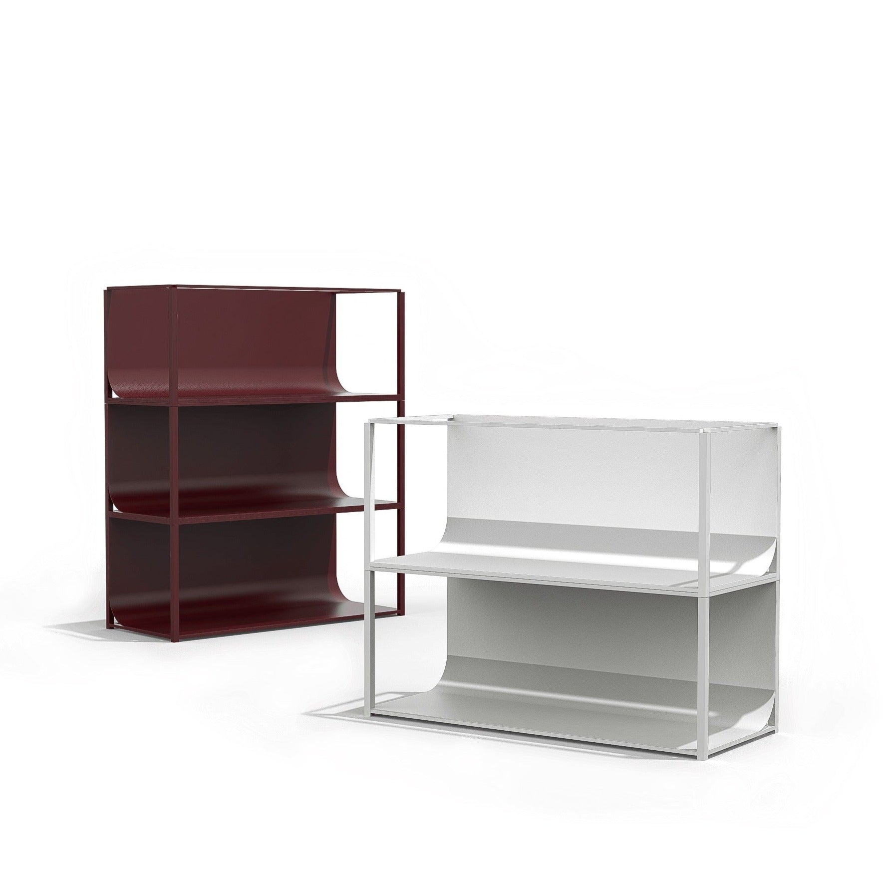 A estante Porventura Curve, com o seu design elegante e curvo e acabamento moderno, é perfeita para arrumação com estilo em casa ou no escritório.