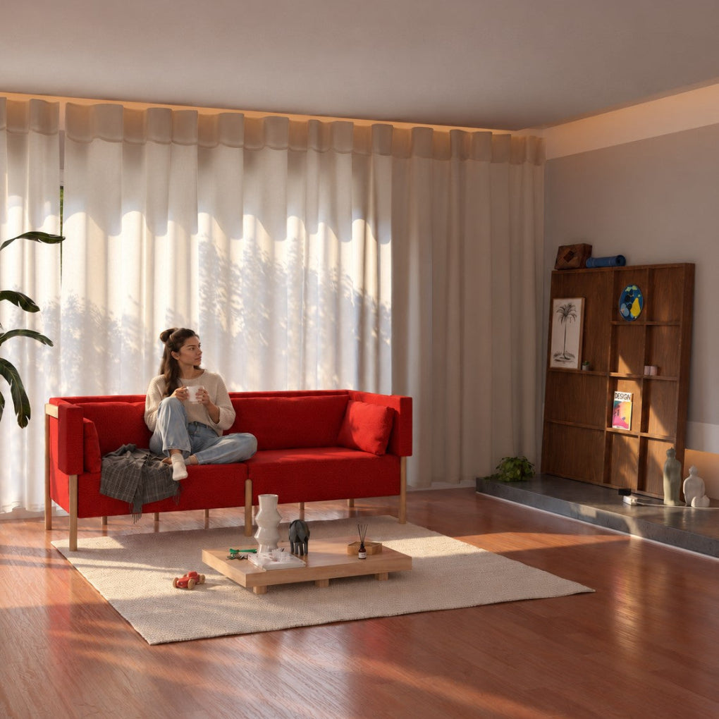 Porventura DEEP sofa, featuring soft upholstery and a contemporary design, shown in an inviting living room setting.
