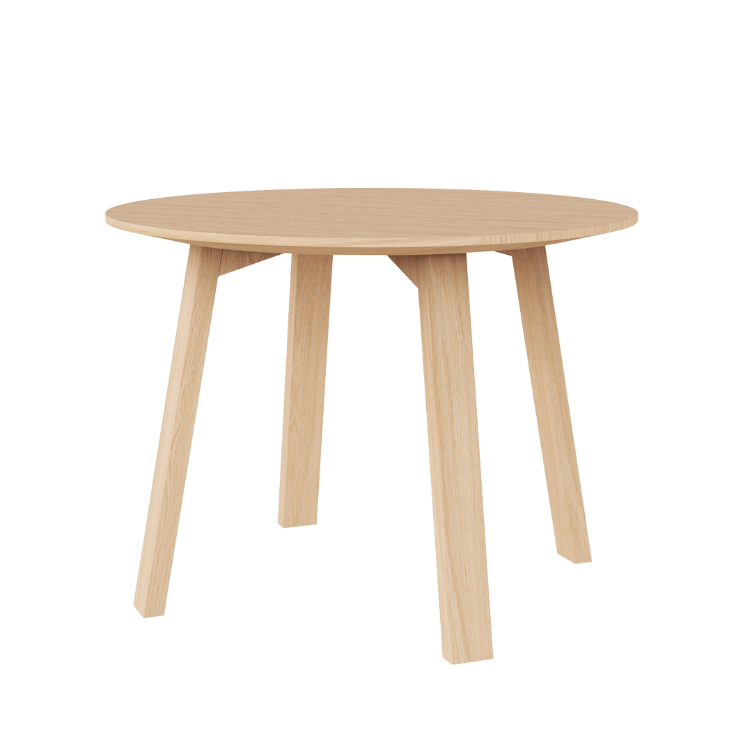 Mesa plana Porventura em carvalho com um design elegante e moderno, apresentando uma superfície lisa e plana e pés de madeira robustos.