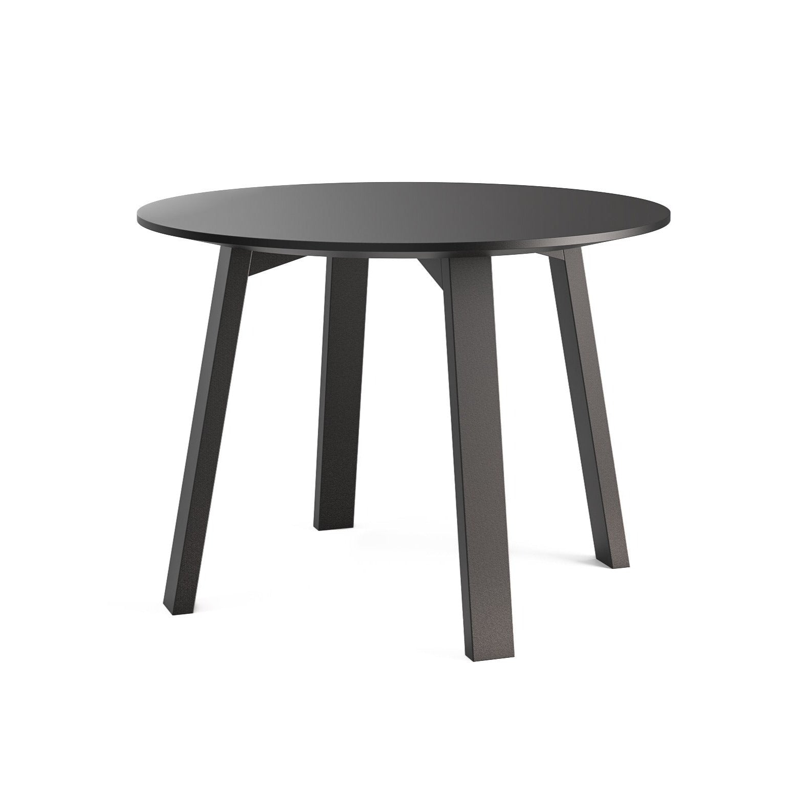 Porventura black round flat table with sleek modern design, showcasing a smooth black surface and minimalist style.