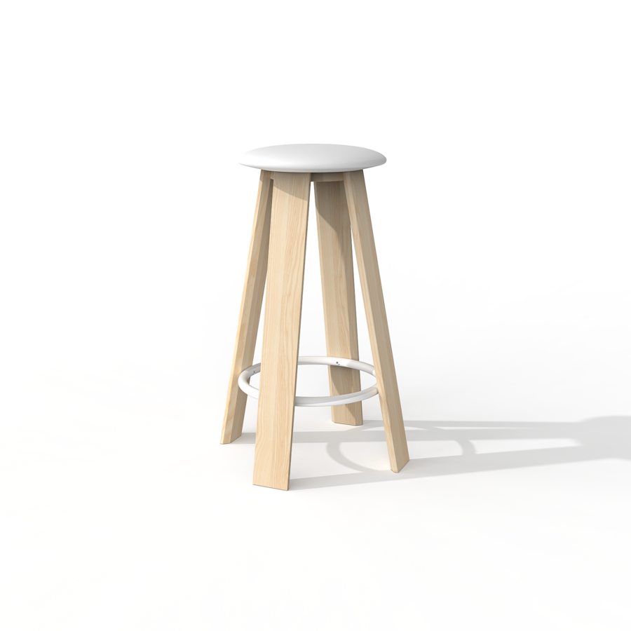Banqueta linear Porventura com elegante assento em madeira e estrutura metálica, design moderno adequado para espaços interiores contemporâneos