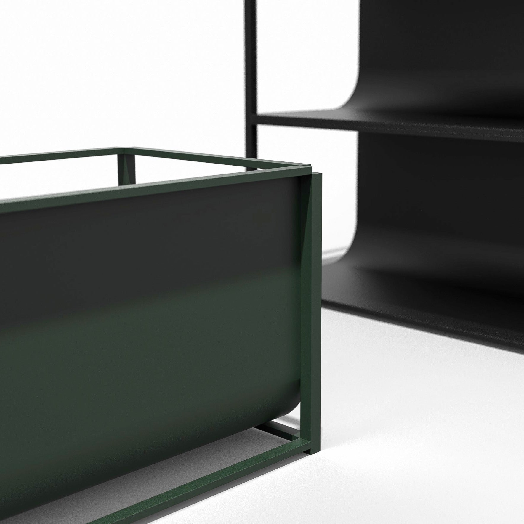 A estante Porventura Curve, com o seu design elegante e curvo, oferece uma solução de arrumação moderna num ambiente minimalista.