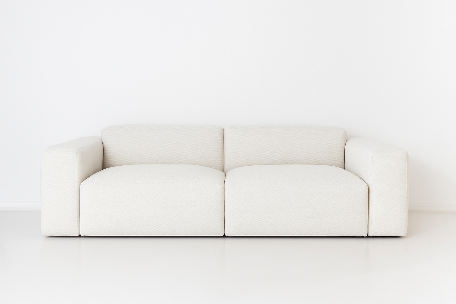 Porventura Deep sofa in white fabric, modern design with plush cushions and sleek arms, ideal for contemporary living rooms.