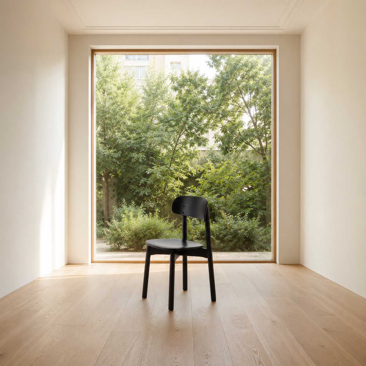 A cadeira Porventura Woody, com estrutura em madeira e design moderno, oferece uma opção de assento elegante e confortável.