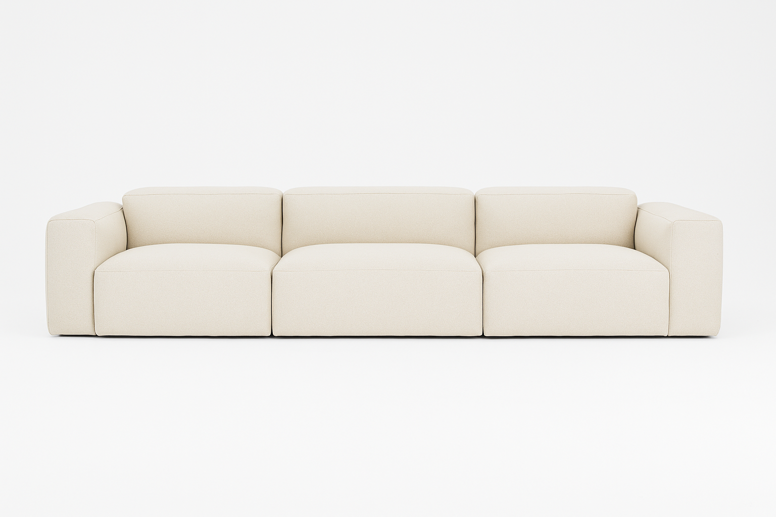 Porventura Deep sofa in white fabric, modern design with plush cushions and sleek armrests.
