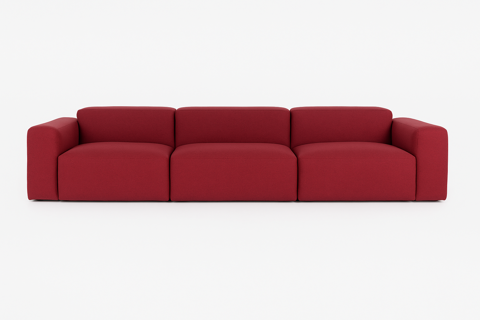 Red Porventura Deep sofa with plush cushions and modern design, showcasing comfortable seating and stylish upholstery.