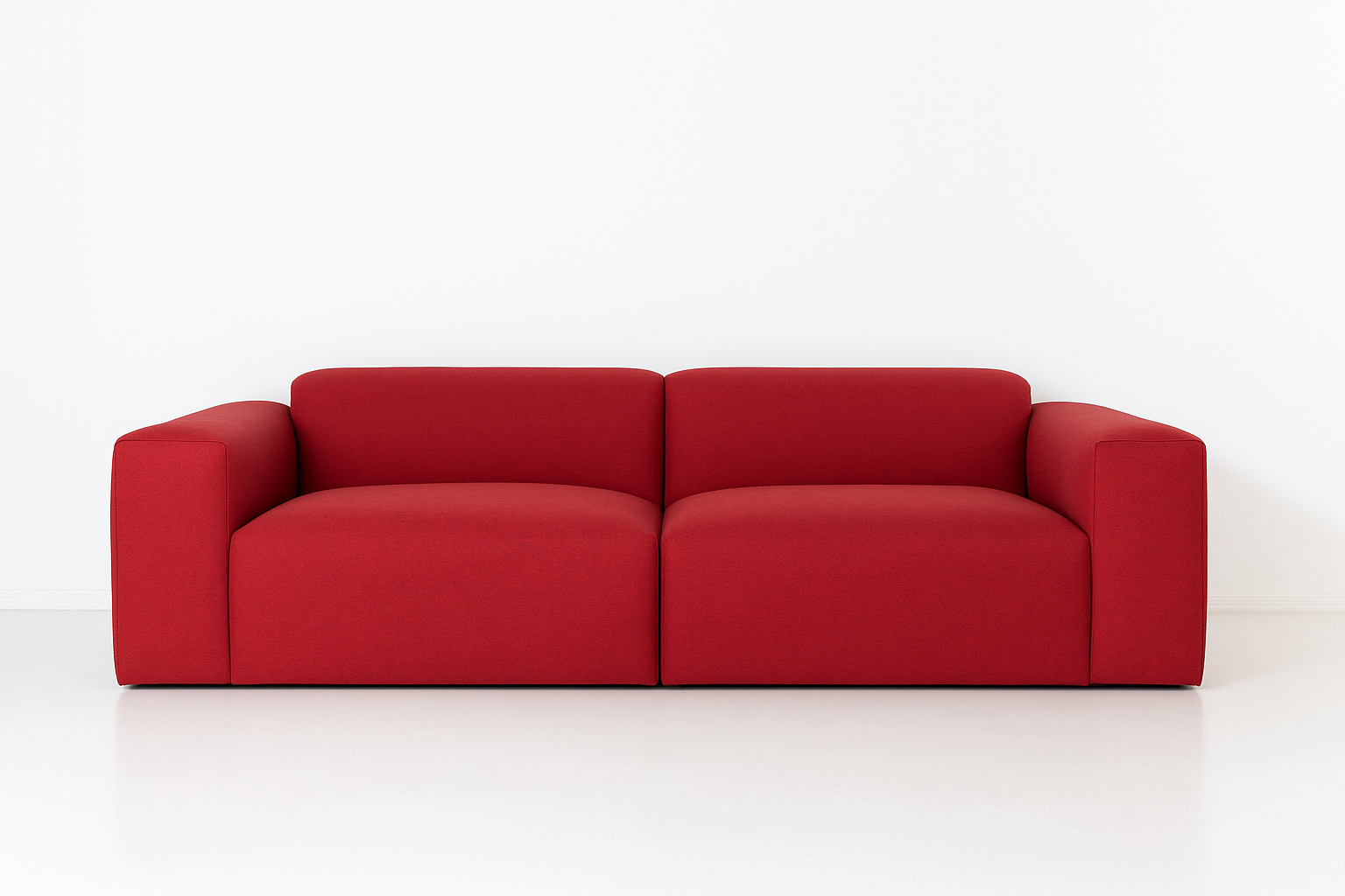 Porventura deep sofa in vibrant red fabric, showcasing plush cushions and modern design for comfortable living space.