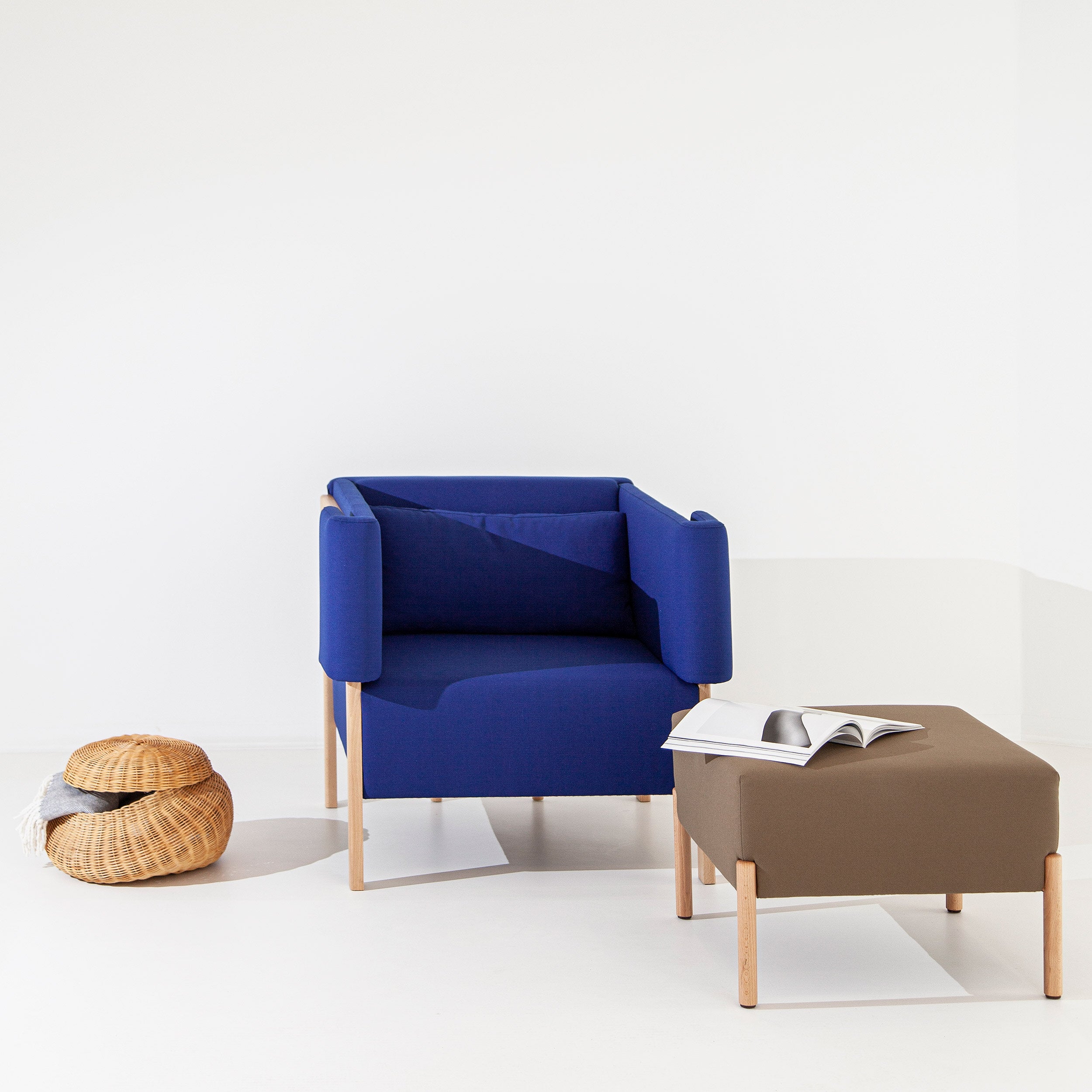 Porventura Cod Ottoman sofa with plush fabric, rectangular shape, and modern design, visible in a stylish living room setting.