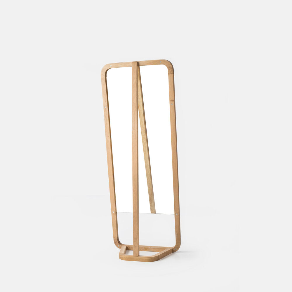 Porventura Lazy mirror with a back perspective, showcasing its modern design and sleek frame on a neutral background.