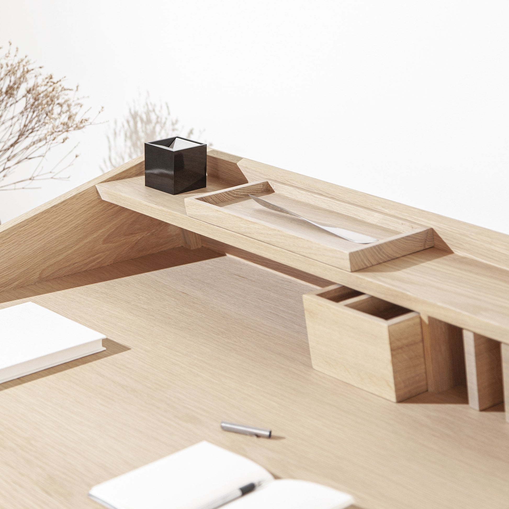 Elegant wooden Torta table by Miguel Soeiro with a smooth surface and sturdy legs, designed for modern dining or living spaces.