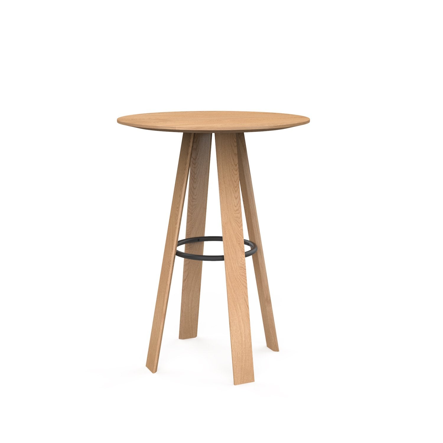 Mesa redonda linear Porventura com elegante superfície de madeira e design moderno, adequada para ambientes de jantar ou de trabalho.