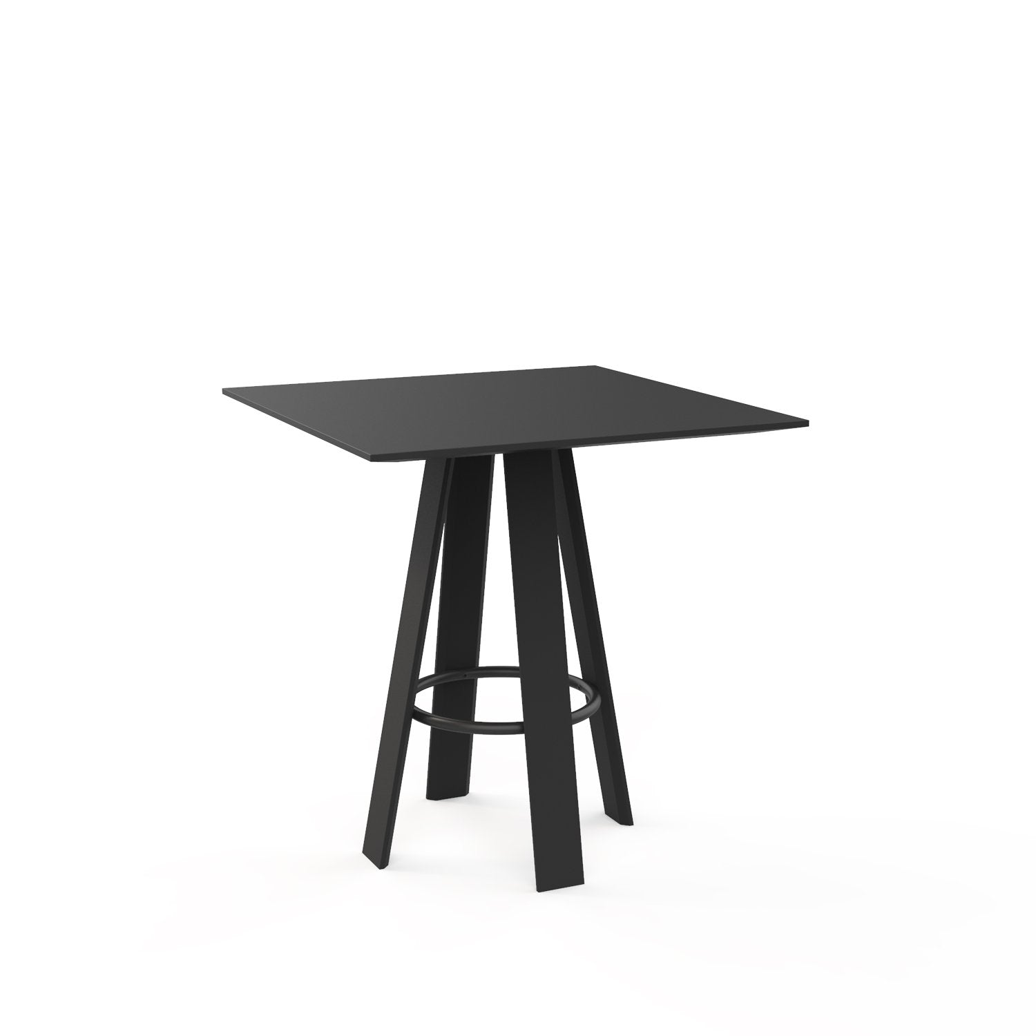 A mesa quadrada linear Porventura apresenta um design elegante, exibindo uma mesa moderna feita de material resistente e estilo minimalista.