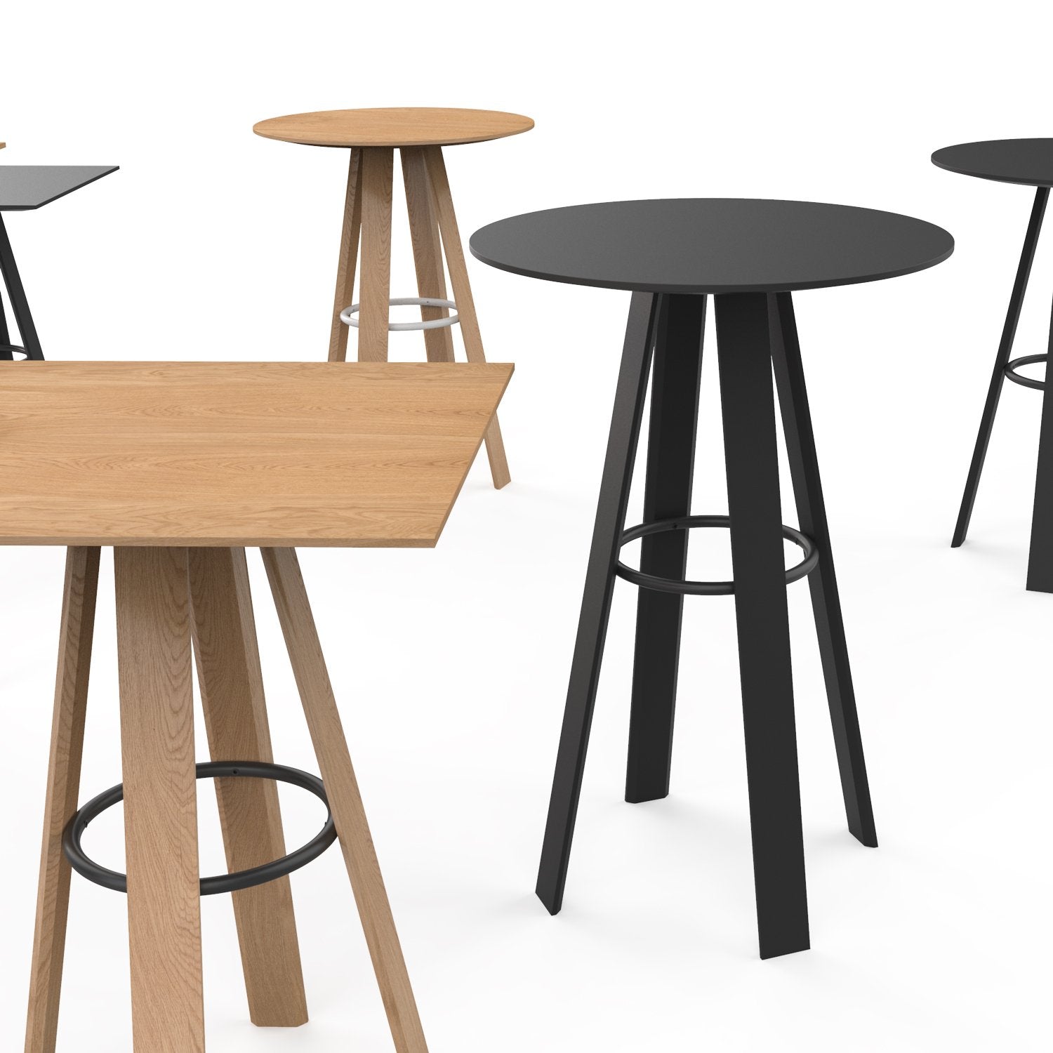 A mesa linear Porventura apresenta um design elegante e moderno, com uma superfície lisa e pés robustos, sendo ideal para uma utilização versátil em espaços de trabalho ou de refeições.