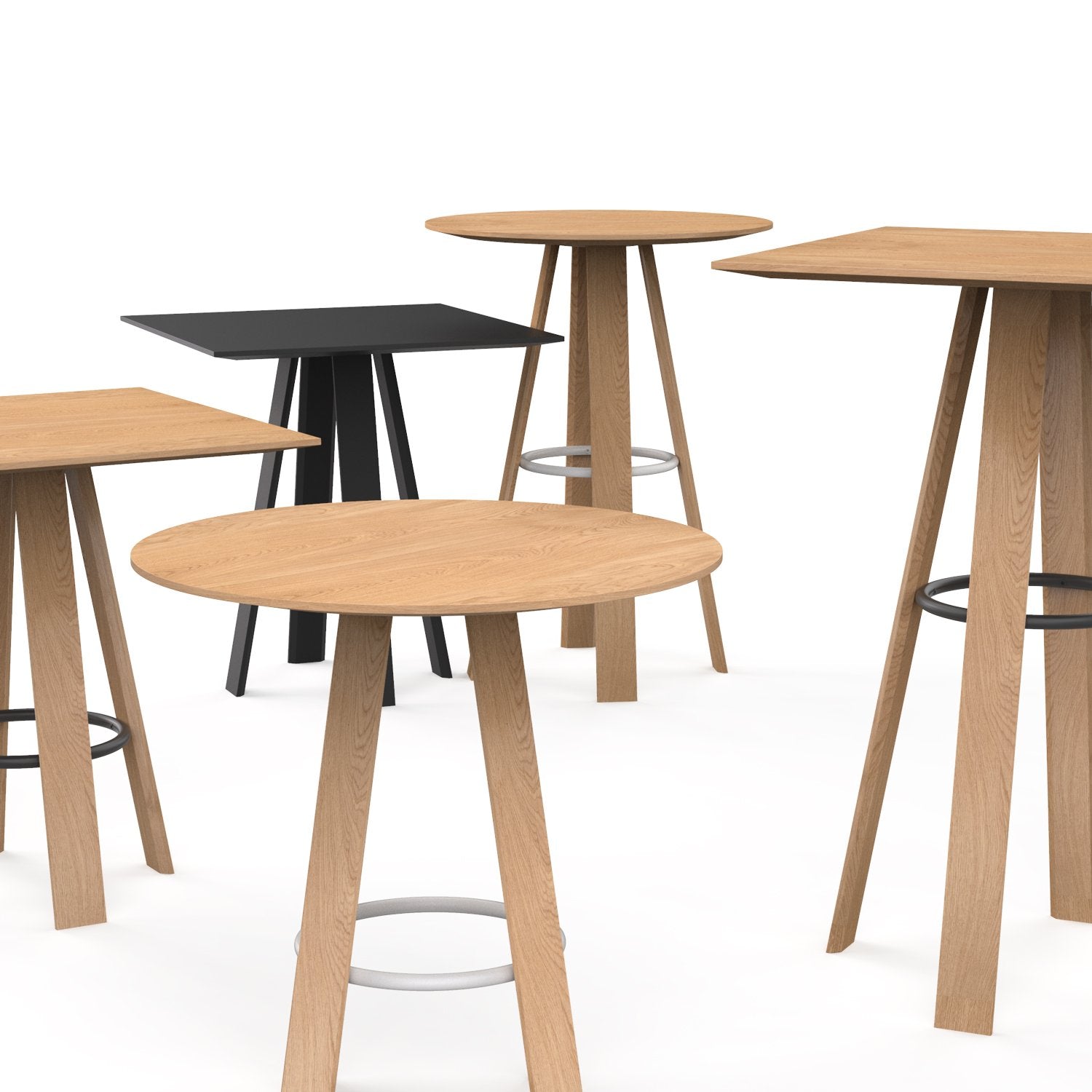 Porventura linear tables shown in line art, featuring sleek, modern table designs with clean lines and smooth surfaces.